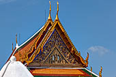 Bangkok Wat Arun - Detail of the gable of the Ubosot. 